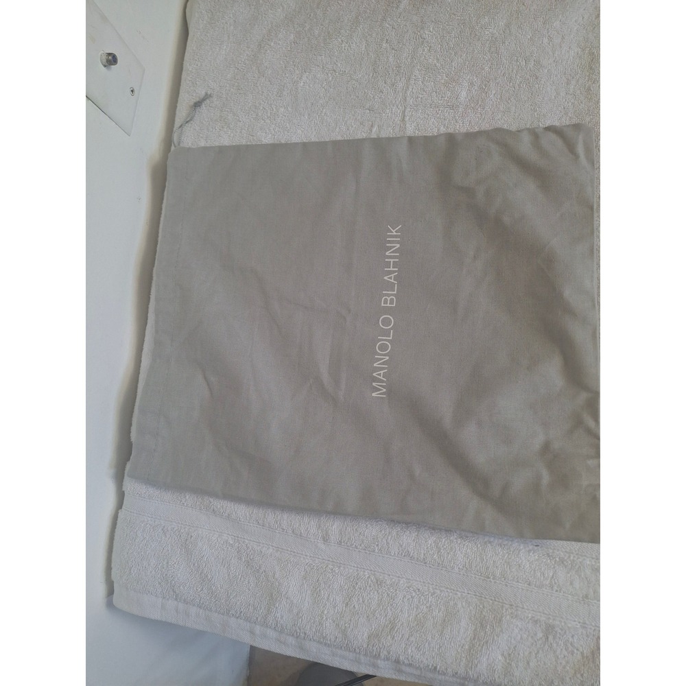 Manolo Blahnik Grey Cotton Drawstring Dust Bag for Shoes or Handbags 14.5x12.5
